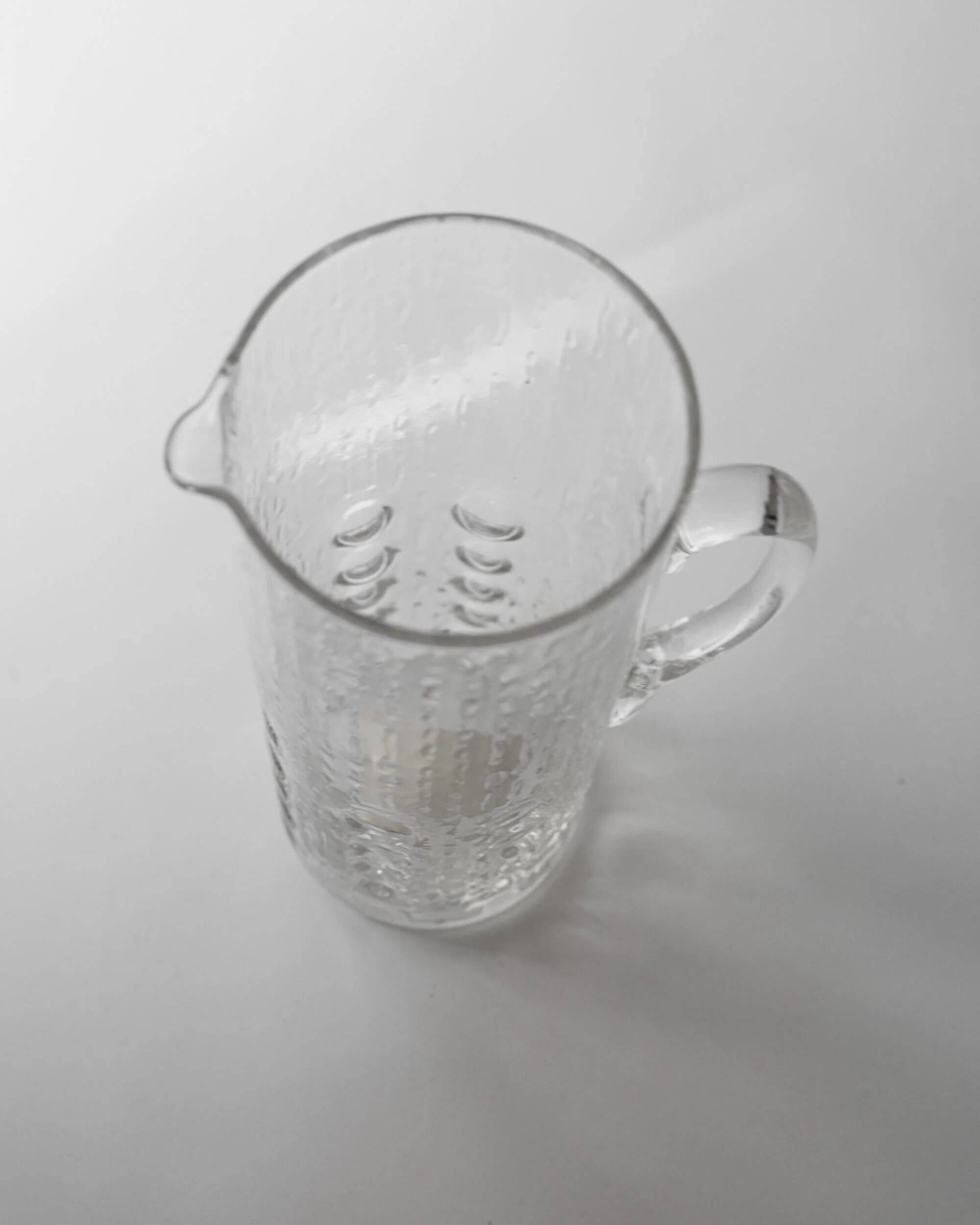 Vintage glass bubble-blown jug from the 1970s.