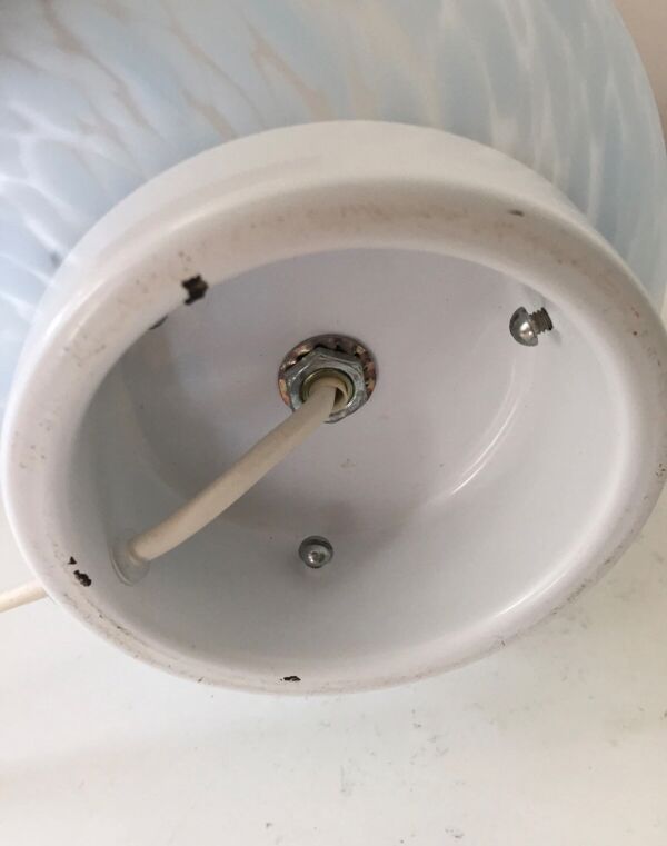 Lampe œuf Domec Luminaire vintage Verre de Vianne Moucheté Oeuf
