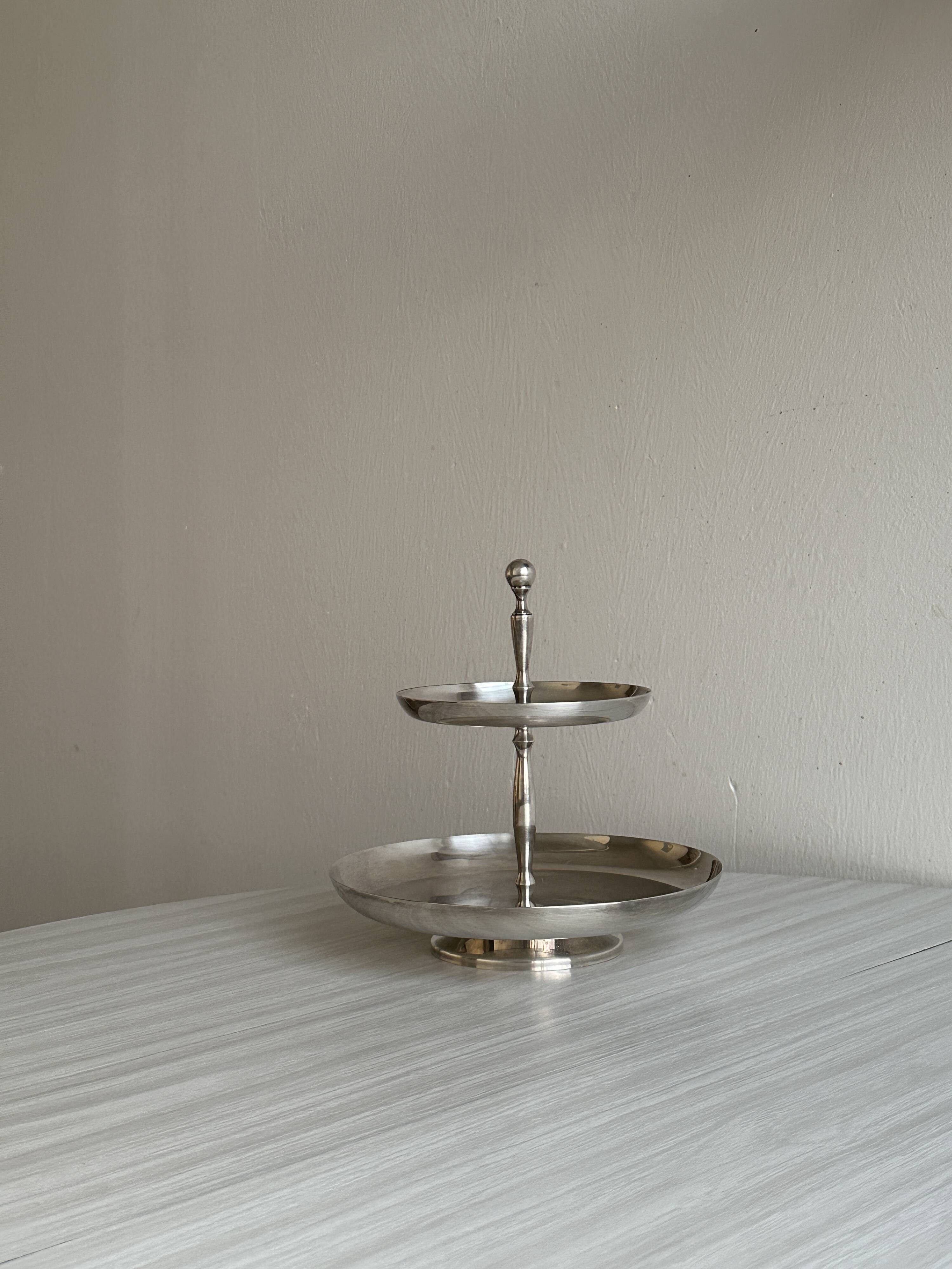 Small silver-plated metal sweets server