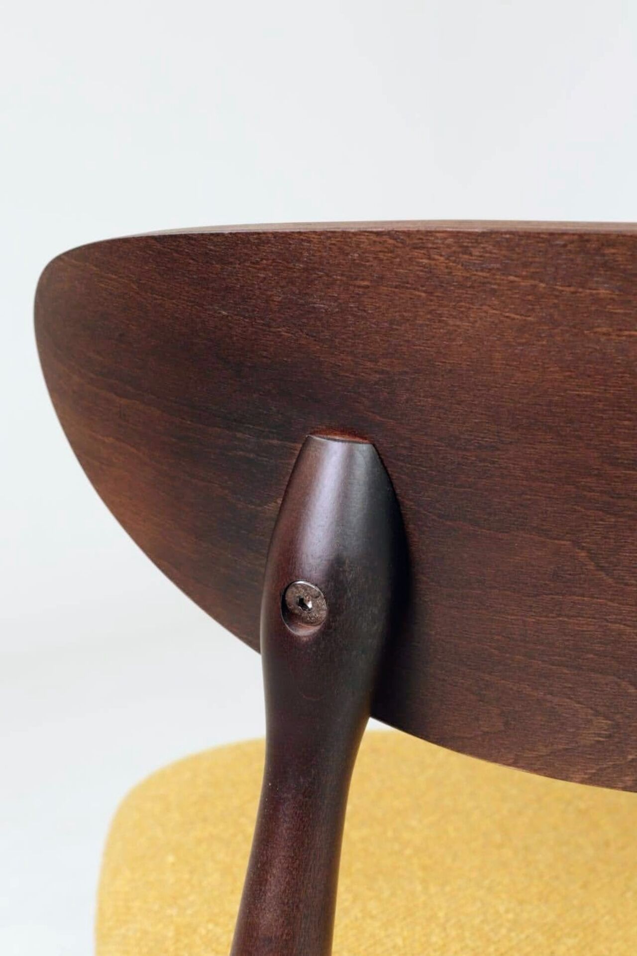 Modern Set of 4 Dining Chairs, Ochre Bouclè and Dark walnut beech wood