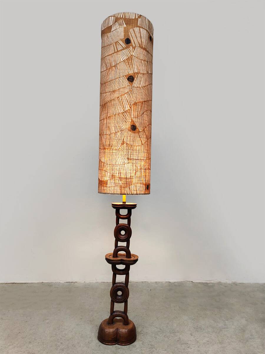 Danish vintage wooden floor lamp 1970 'Totem'