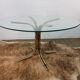 Glass round table - design 70s - Hollywood Regency