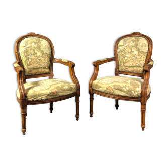 Paire de fauteuils de style Louis XVI