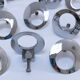 Lot de 18 boutons de meuble métal chromé design années 70