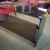 Smoked glass and metal desk, 1970s.