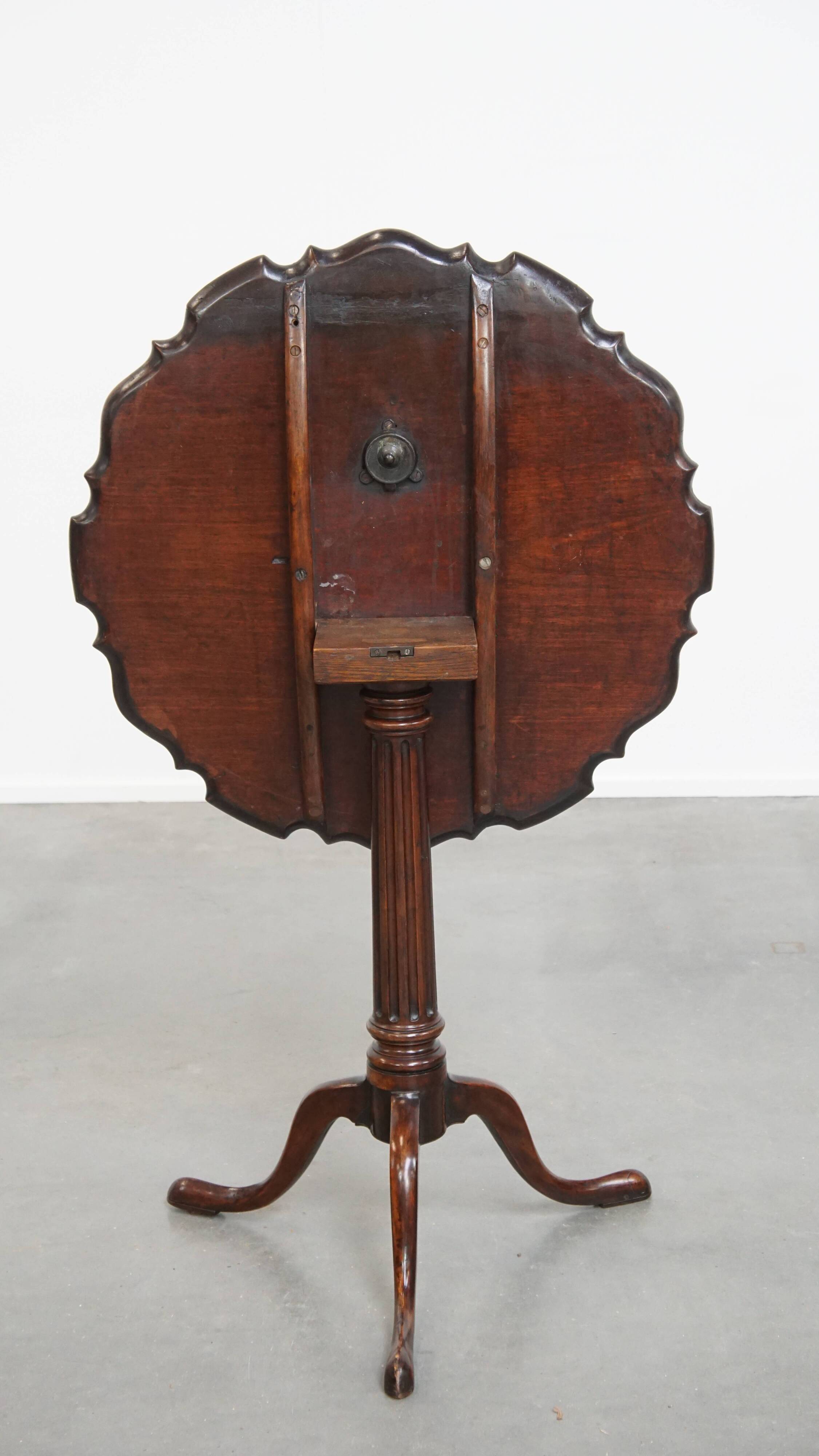Antique 19th-Century English Wine/Tilt-Top Table with One-Piece Top