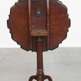 Antique 19th-Century English Wine/Tilt-Top Table with One-Piece Top