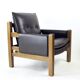 Lot de 2 chaises longues en cuir marron et noyer par Ton, Tchécoslovaquie