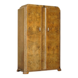 Double Art Deco wardrobe circa 1930 in satin walnut.