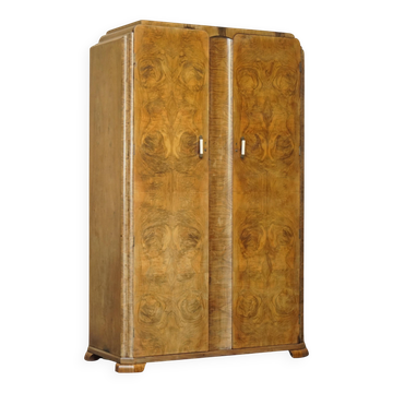 Double Art Deco wardrobe circa 1930 in satin walnut.