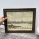 Watercolor old shore golden frame