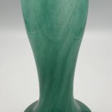 Vintage speckled green marbled glass vase, art nouveau