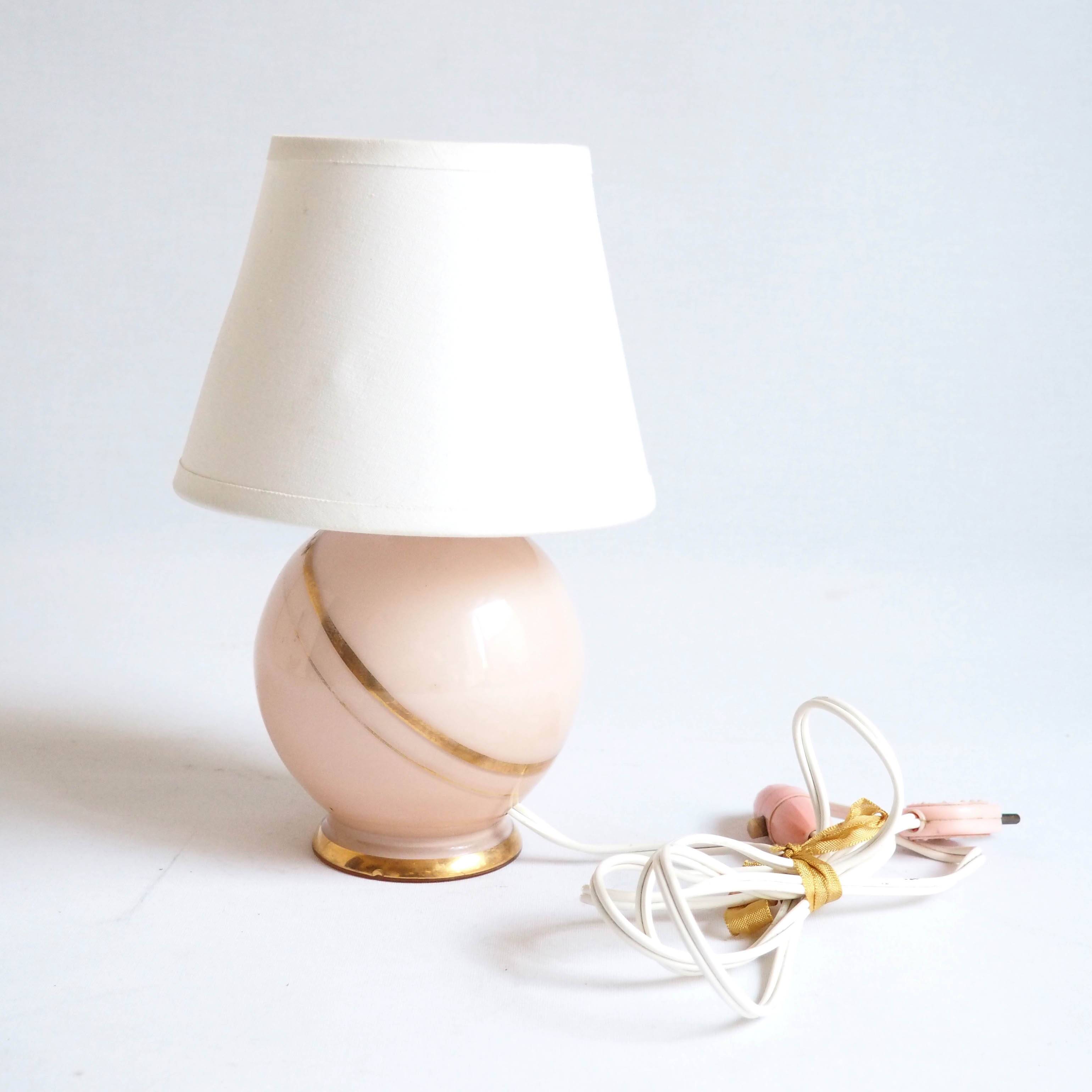 Small pink glass lamp