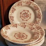 Six antique plates opaque porcelain from GIEN, service "Osborne"