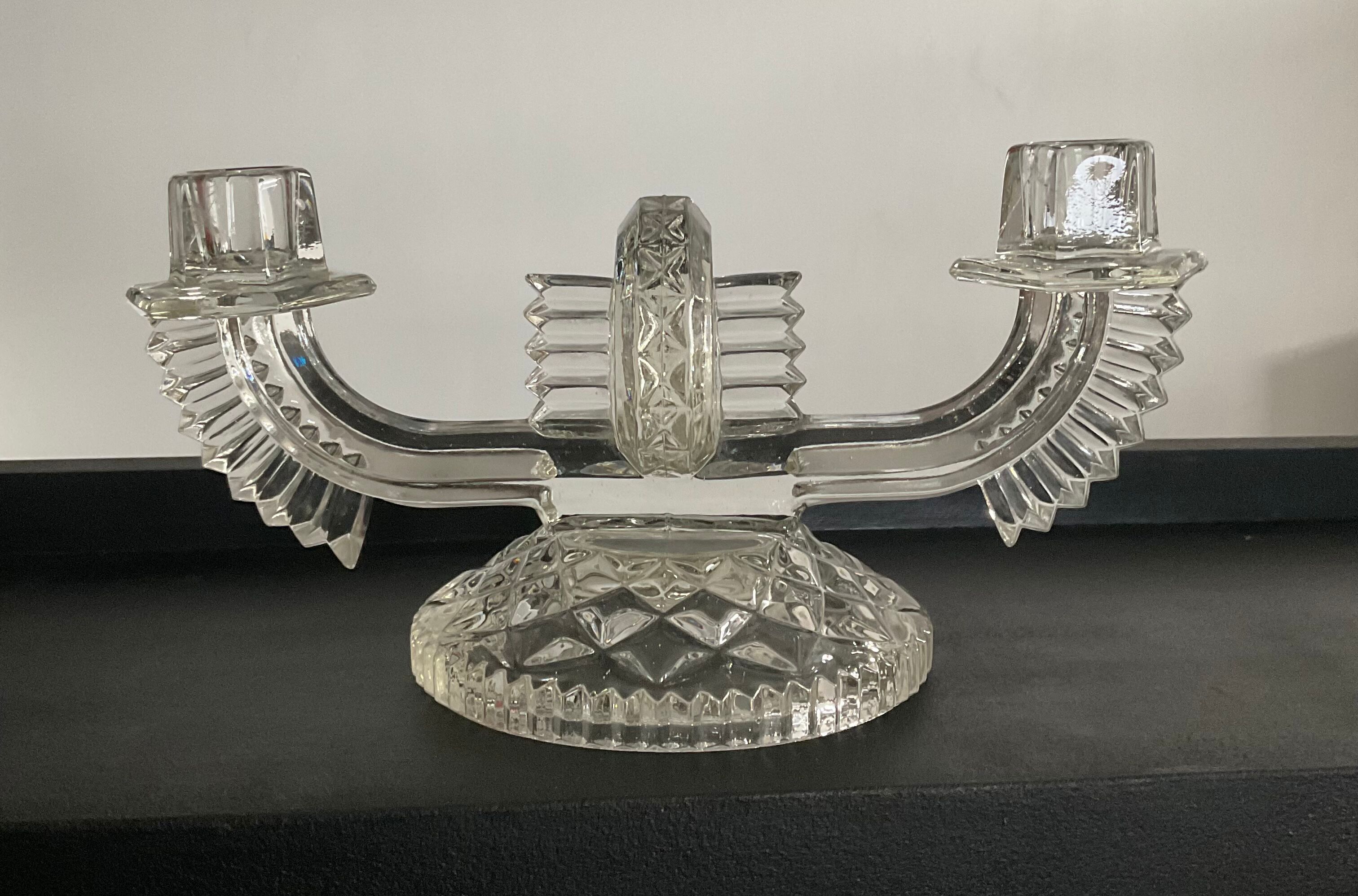 Art deco chandelier in molded glass