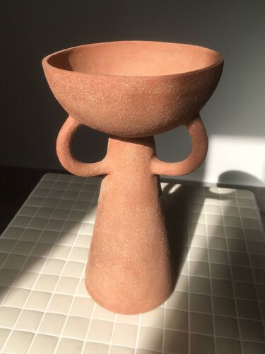 Vase anses en grès brut chamotté - céramique artisanale