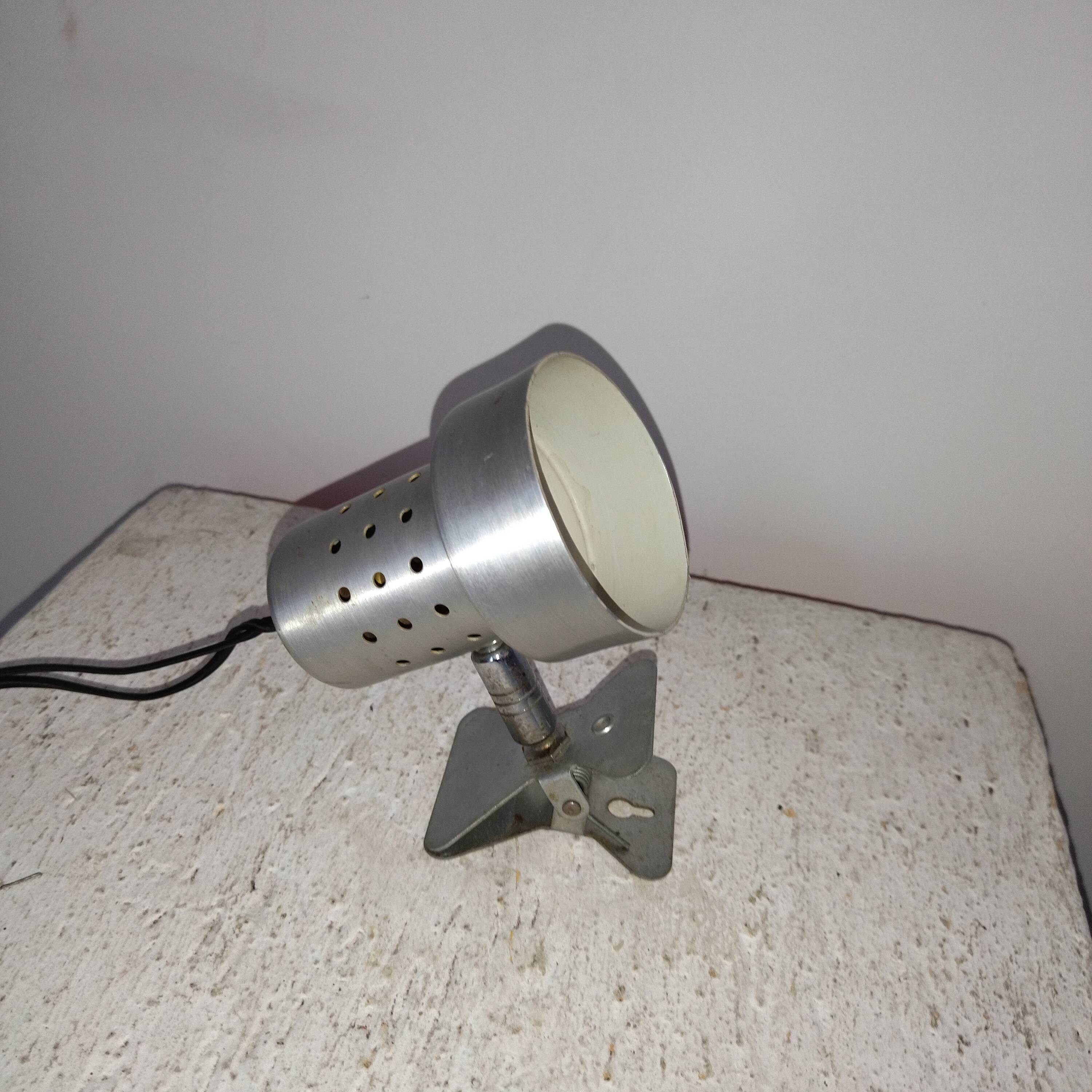 Spot lamp with brushed metal clamp 70's