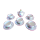 Service à café porcelaine Lunéville Motifs fleurs 5 tasses et soucoupes+sucrier