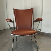 Folding chair attributed to A. Monpoix, modernist design, mid-century, vintage.