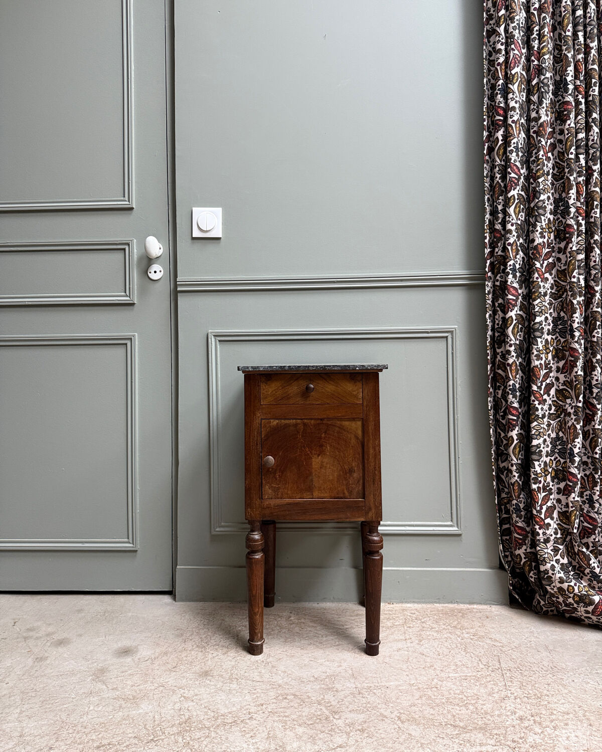 Nightstand in walnut, Napoleon III style.