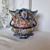 Antique ceramic macetero Barbotines Onnaing Siglo XIX Art Nouveau