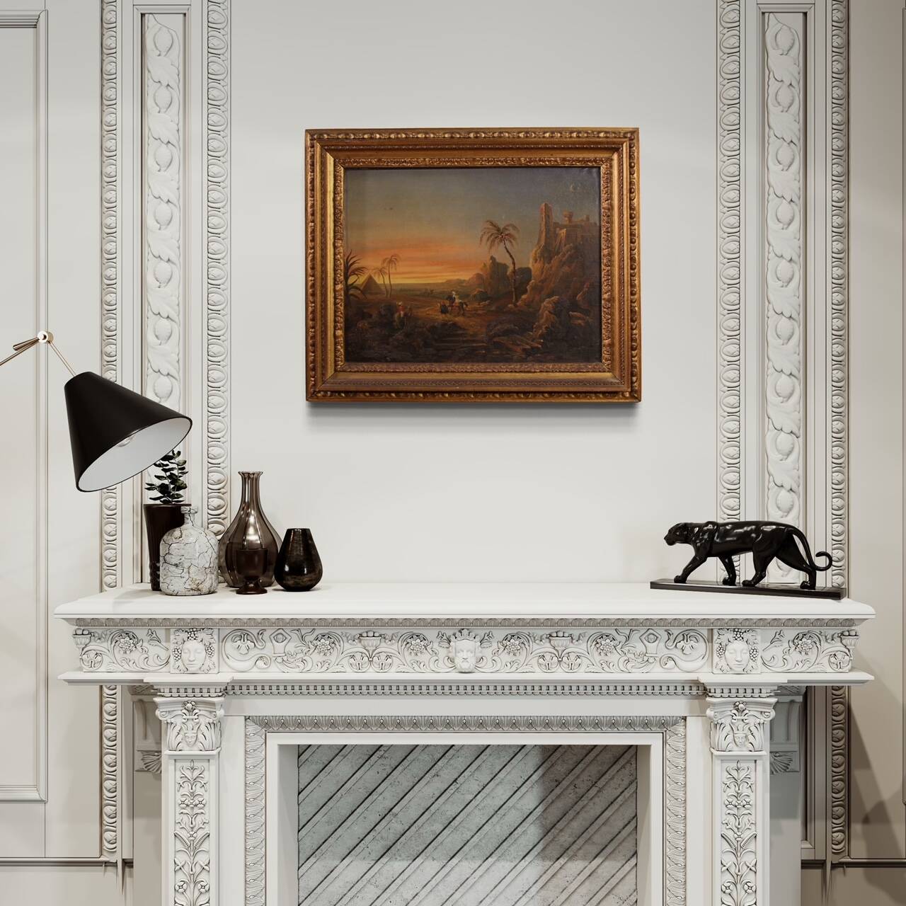 Peinture orientaliste raffinée du XIXe siècle