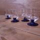4 vintage aperitif glasses with blue stems, France 1940.