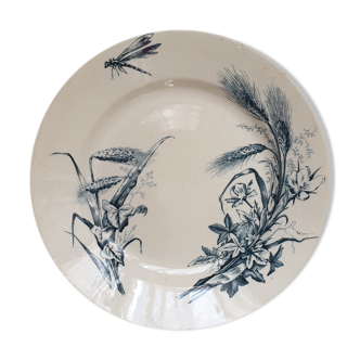 Plate Blue iron plate ears of wheat