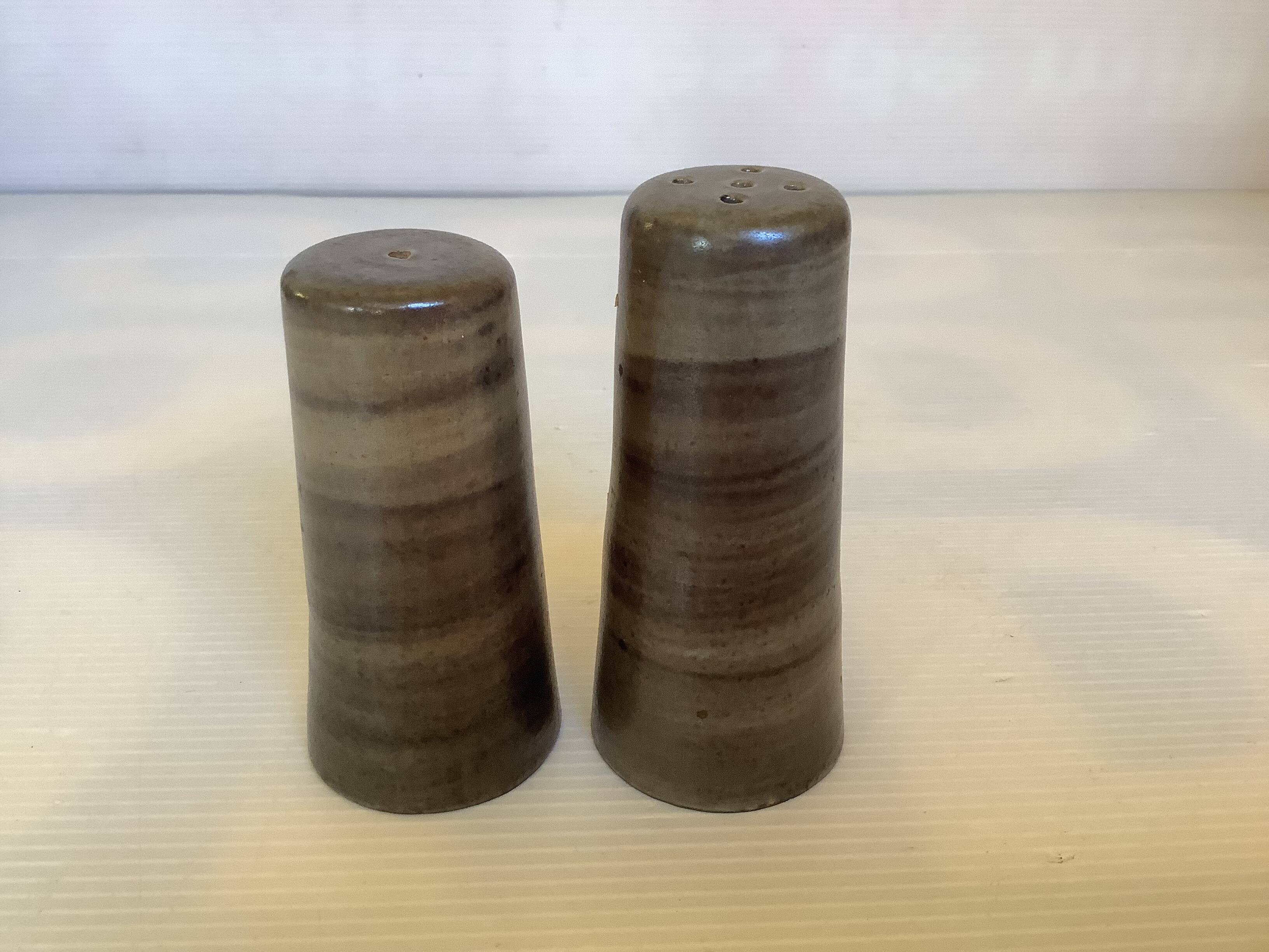 Brown ceramic salt and pepper