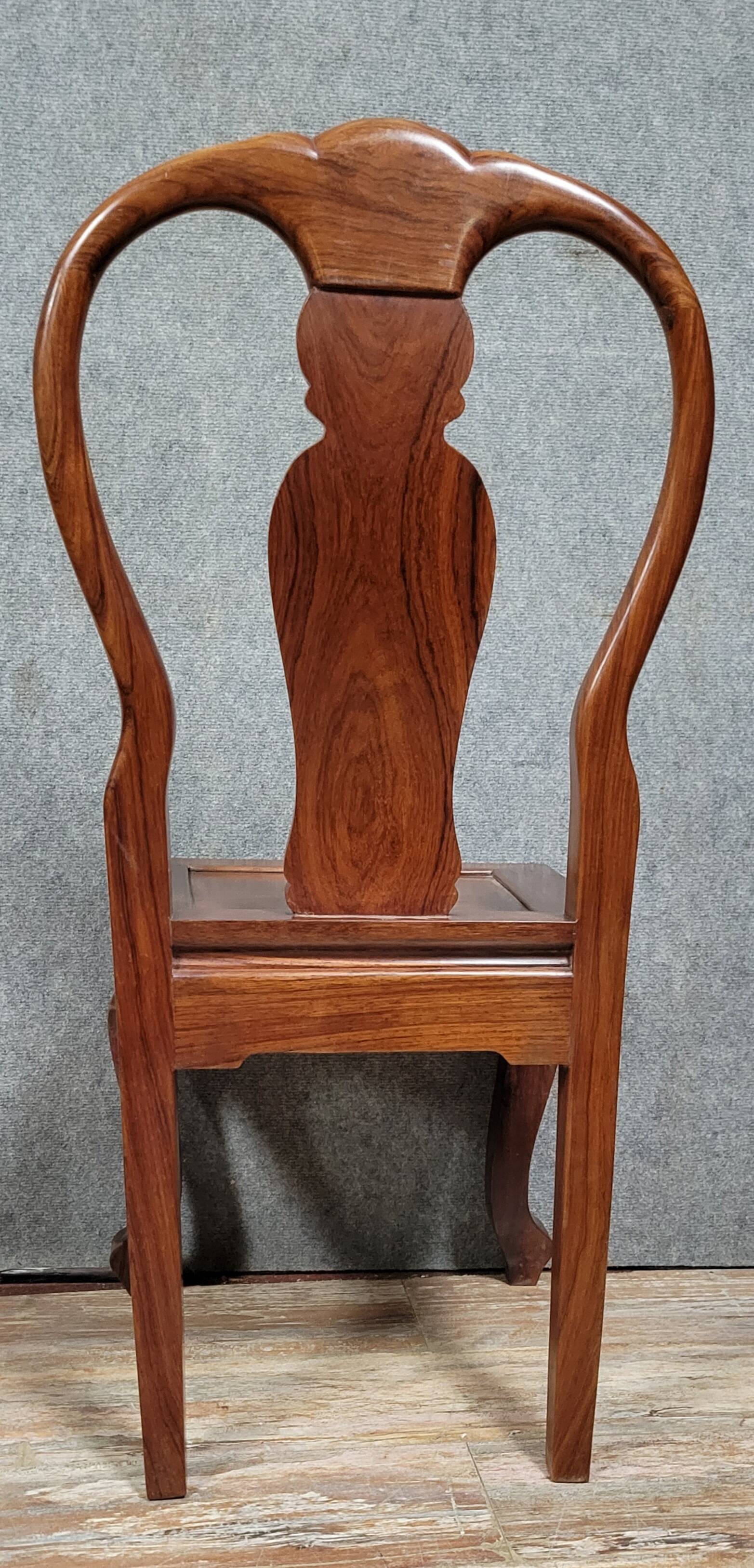 Asie XXeme : Série de 6 chaises en bois exotique