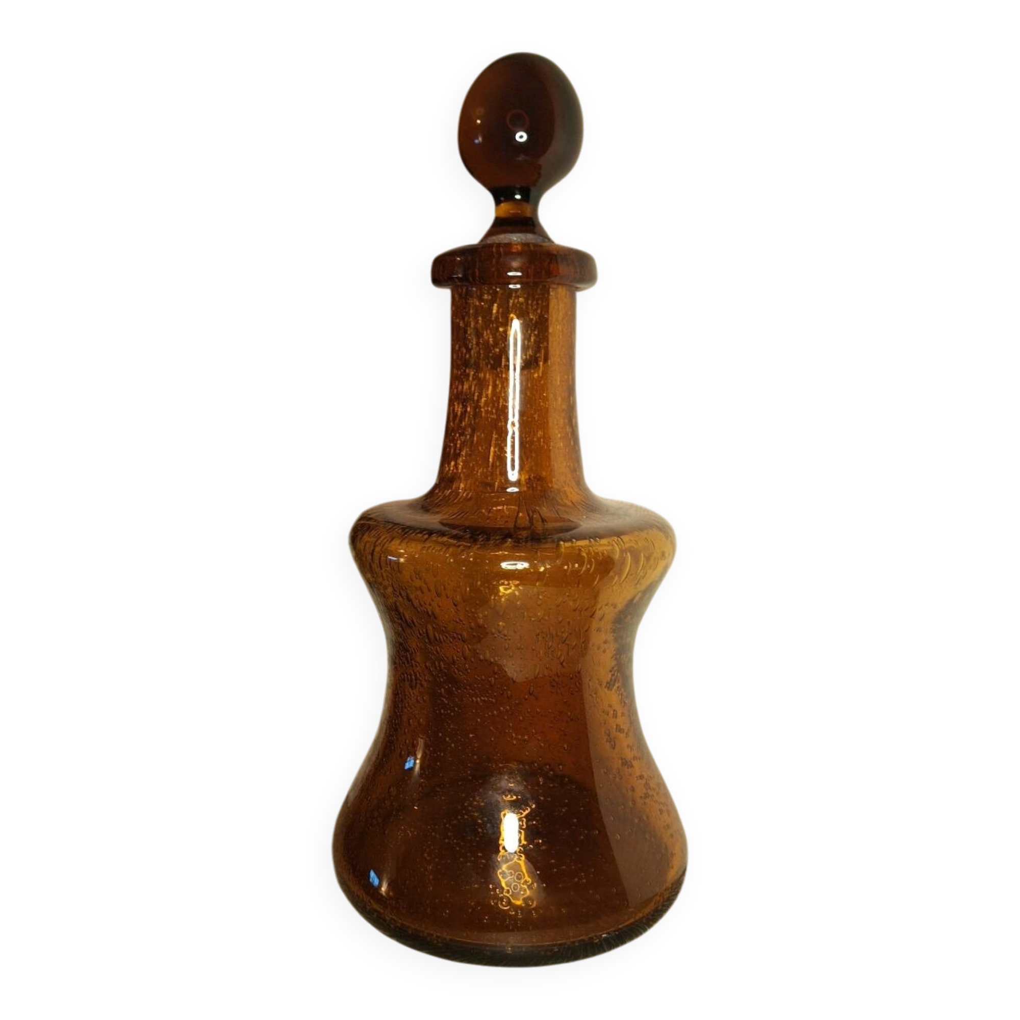 Vase Carafe whisky verre souffle brun