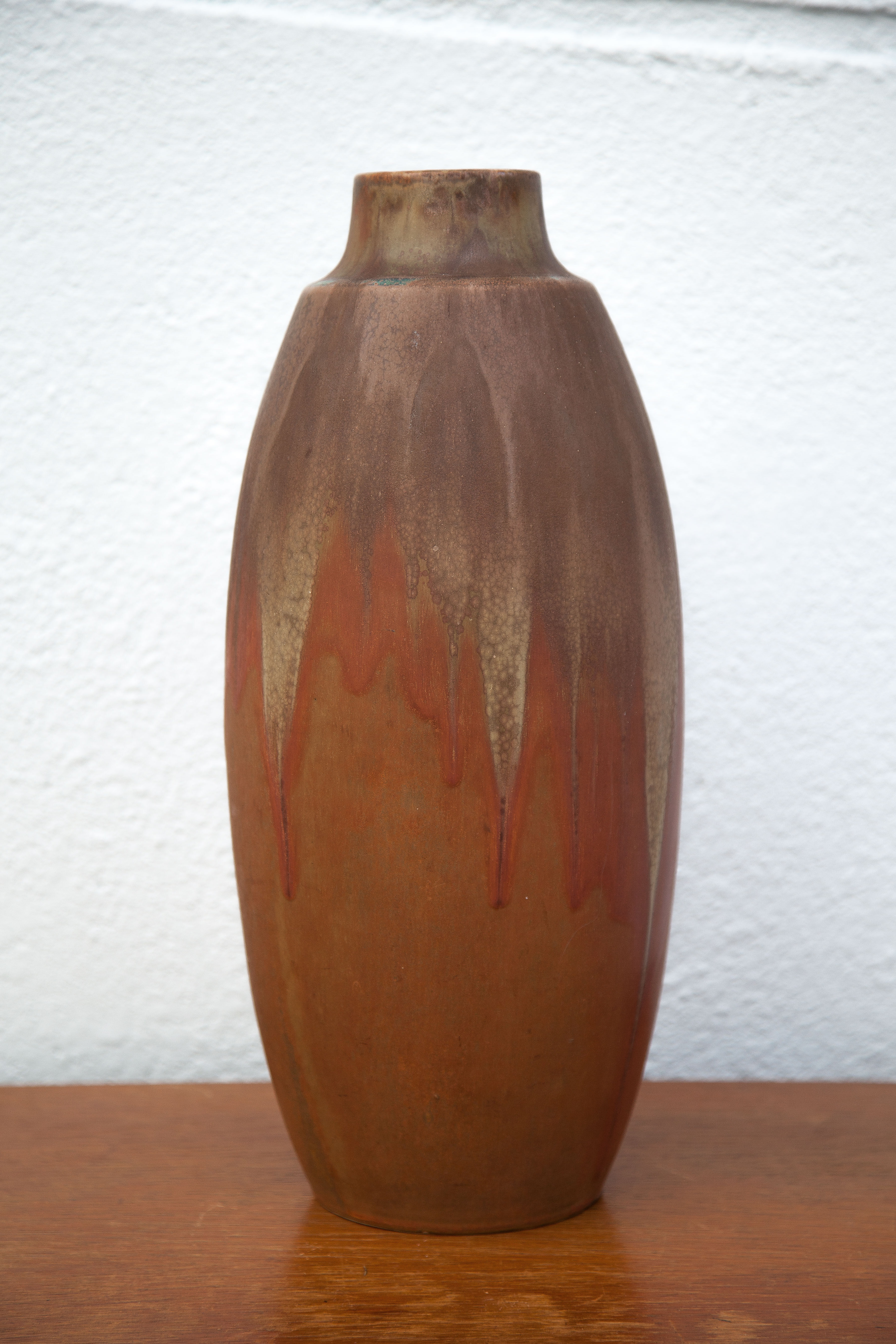 Vintage flamed stoneware vase, Denbac vase