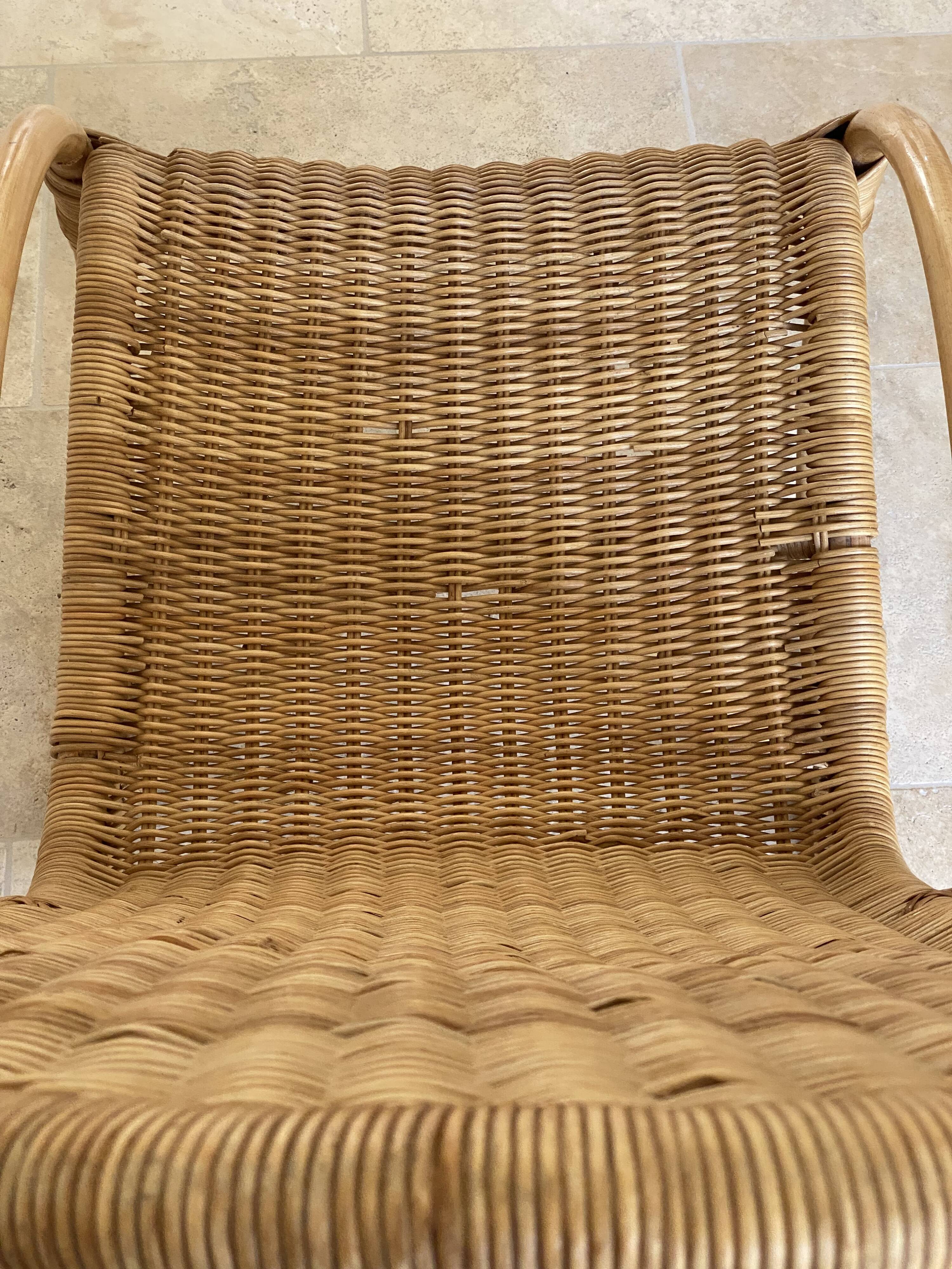 Natural rattan rocking chair.