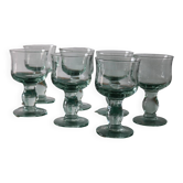 7 grands verres à vin soufflés vert d'eau