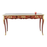 Louis XV style bureau plat with lake scene decoration. Circa 1850.