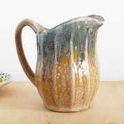 Art Nouveau inspired pitcher in flamed stoneware in the Denbac Rambervillers style