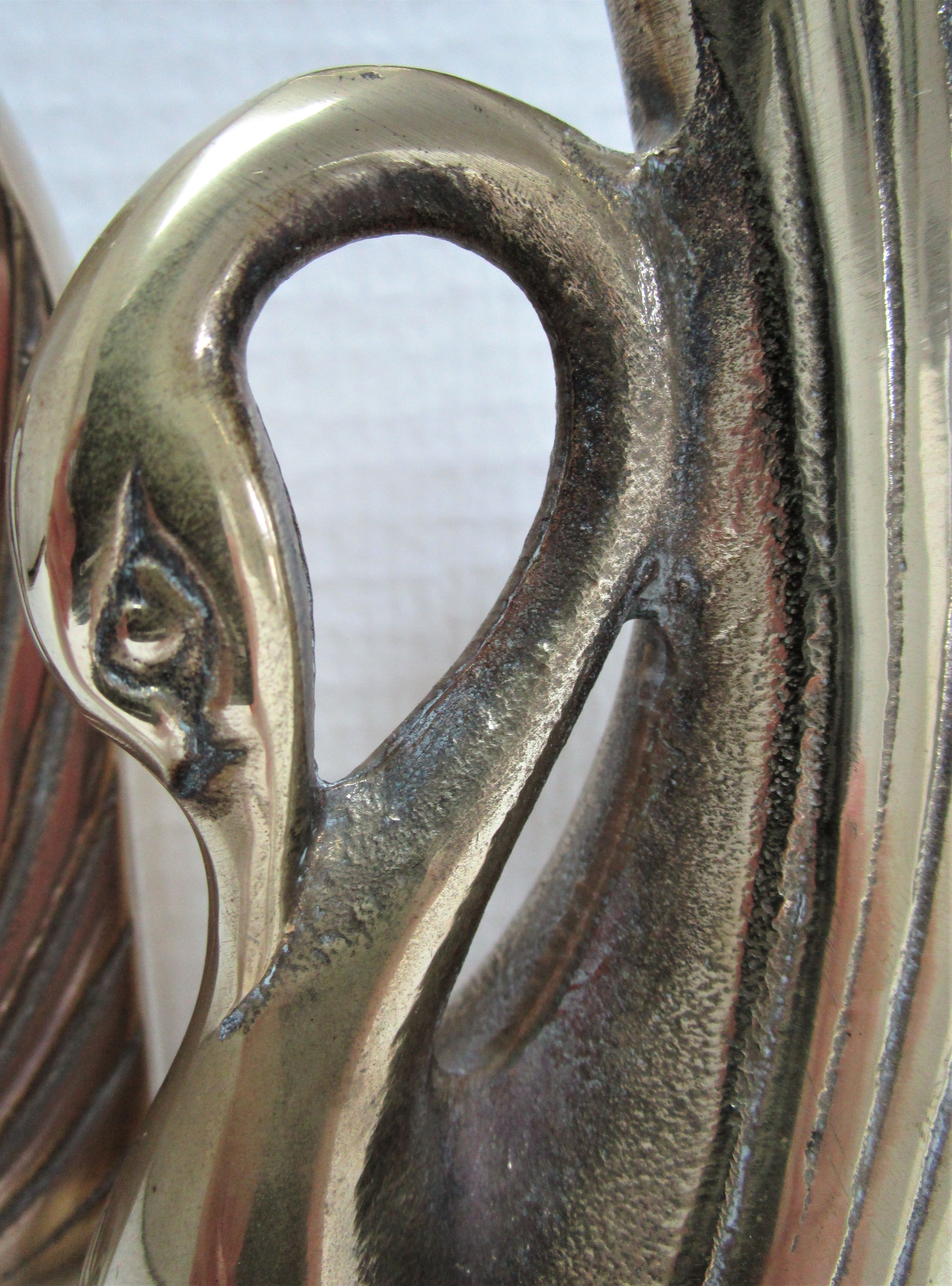 Pair of bookends vintage brass swans