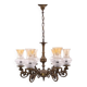 Six-arm brass chandelier from the early 20th century, Poland.