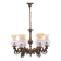 Six-arm brass chandelier from the early 20th century, Poland.