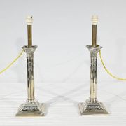 Paire de Flambeaux Électrifiés en Métal Argenté – Milieu XIXe