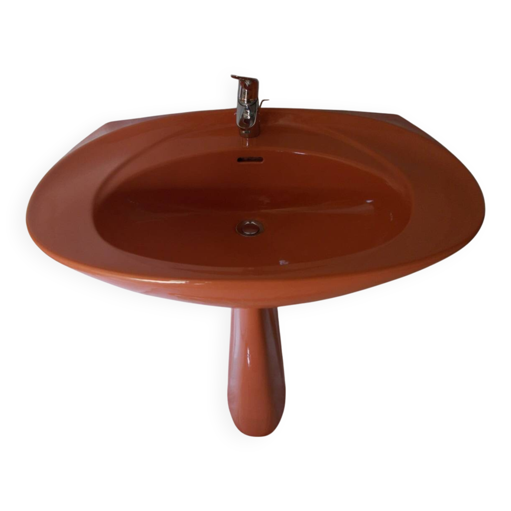 Lavabo vintage et sa tablette orange