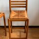 Tabouret chaise de bar bois et paille