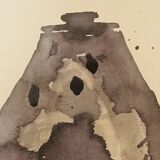 Signed watercolour and ink painting Vase Wabi Sabi Essaouira