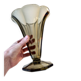 Art Deco tulip vase in smoked glass – Czechoslovak elegance 🇨🇿