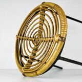 Vintage bamboo and metal stool, Italy, 1950s