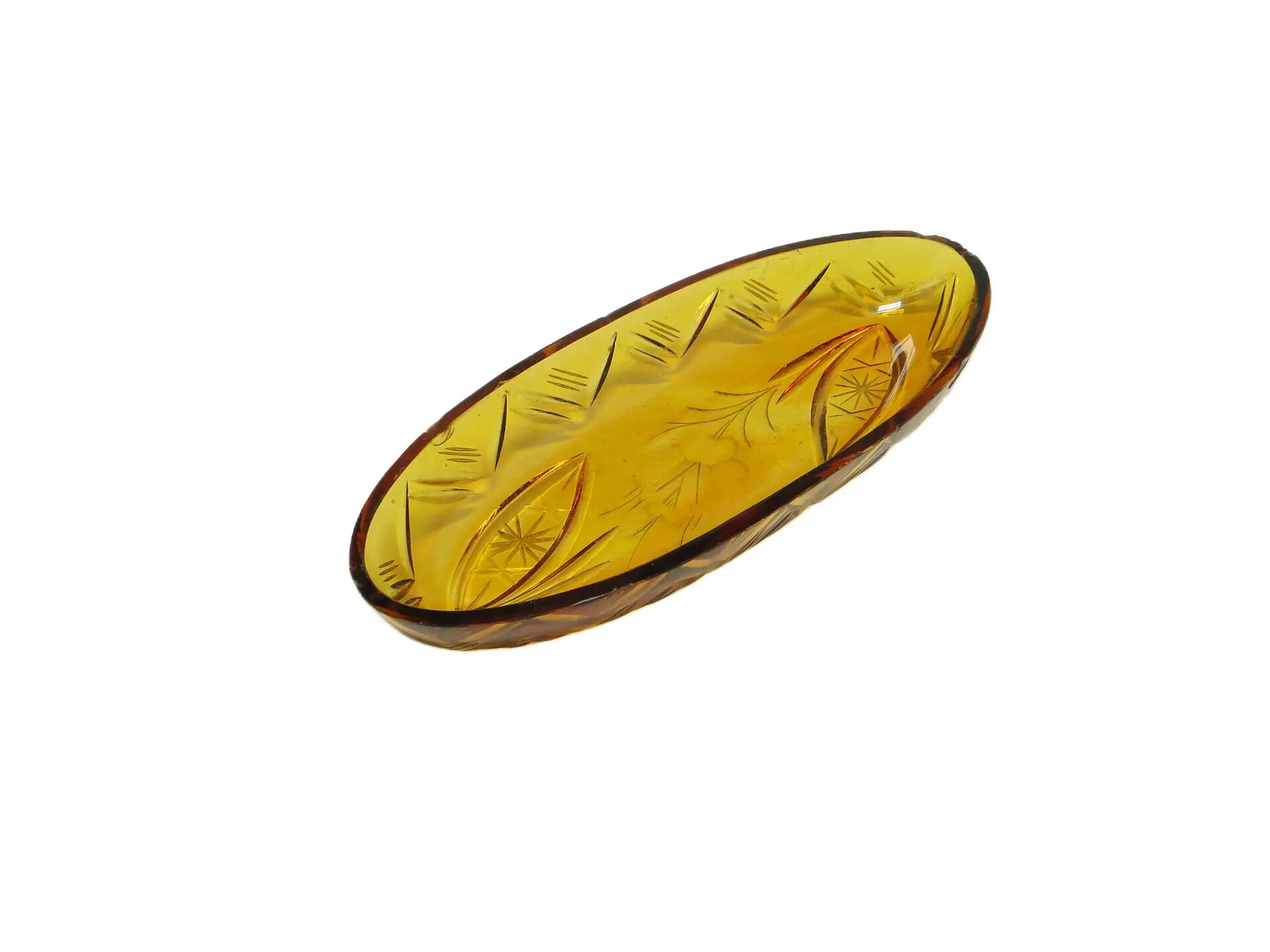 Organisateur de bureau Art Déco, cristal jaune, Pologne, années 1920.