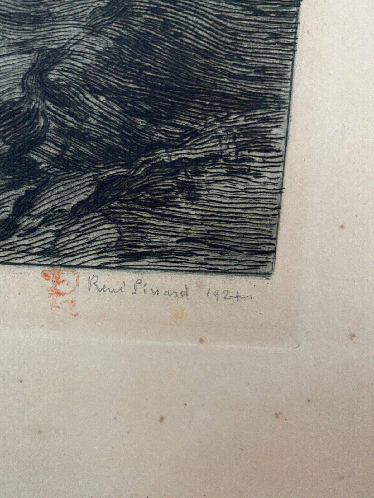 Engraving by René Pinard numbered 41/200 Backhuysen boats 1927