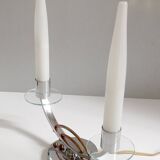 Pair of Art Deco Glass Chrome Lamps
