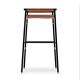 Lote de 5 Taburetes de Bar Contemporáneos Piel Tabaco Natural y Metal Caucho Negro