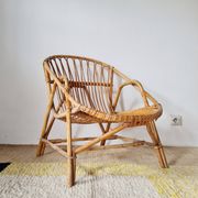 Fauteuil corbeille vintage en rotin – années 60